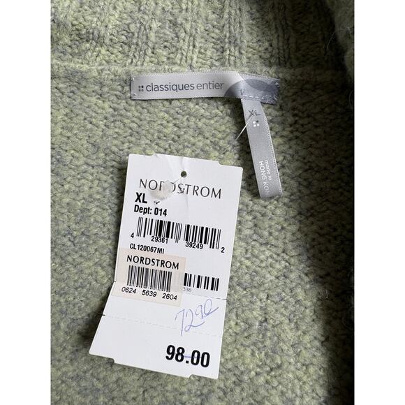 Classiques Entier Women's Green Pullover V Neck Sweater Size XL NWT - Picture 5 of 10